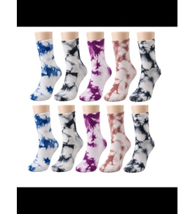 Wak Unisex Batik Desenli Çorap 10'lu Set Pamuklu Renkli Uzun Soket Dikişsiz Nefes Alan Günlük Spor Çorabı