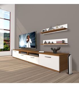 Decoraktiv Eko 200R Slm Tv Ünitesi Tv Sehpası (Beyaz - Kahverengi)