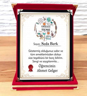 Fen Bilgisi Öğretmenine Plaket (STD)
