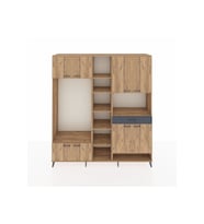 Hyperion Dolap 12 Raflı Tek Çekmeceli 8 Kapaklı 220x44x243 Çam-Çam/Antrasit