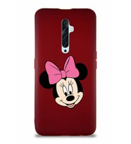 Oppo Reno 2Z Soft Premier Kapak Minnie Mouse-C Tasarımlı Silikon Kılıf - Mürdüm (Şeffaf)