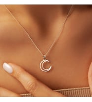 Tasarım Minimal Hilal Kolye 925K Gümüş