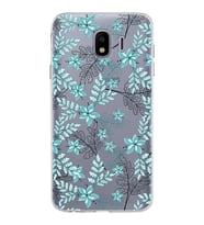 Samsung Galaxy J4 Kapak Floral Su Yeşili Tasarımlı Şeffaf Silikon Kılıf