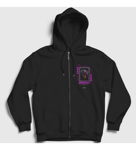 Presmono Unisex Siyah Obsession Art Sanat Fermuarlı Kapüşonlu Sweatshirt 449383tt