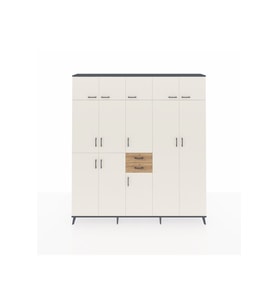 Arges Dolap 10 Raflı 2 Çekmeceli 3 Askılı 220x30x243 Antrasit-Aytaşı/Çam
