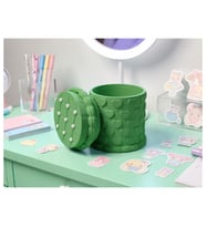 Alvera Kabartma Kalp Desenli Kapaklı Kalemlik – 3D Baskı Masaüstü Organizer - Yeşil
