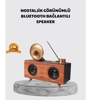 Nostaljik Gramofon Hoparlör – Fm Radyo + Usb + Sd Kart Destekli