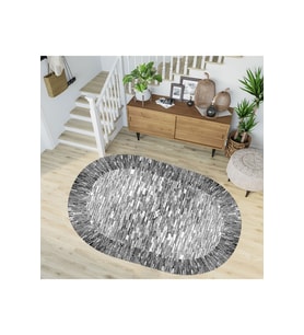 Eliana Home Baskılı, Yıkanabilir Kaymaz Taban Oval Halı LNA7234-SD241 100x150 cm (Gri)