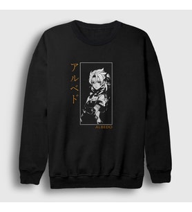 Presmono Unisex Siyah Albedo Oyun Genshin Impact Sweatshirt 356258tt
