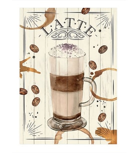 Latte Kahve Temalı Hediyelik Mdf Tablo