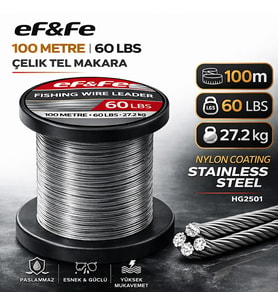 Effe HG2501 Çelik Tel Makara 100m 60Lbs 27.2kg Nylon Coating Stainless Steel