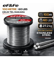 Effe HG2501 Çelik Tel Makara 100m 60Lbs 27.2kg Nylon Coating Stainless Steel