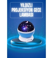 Yıldızlı Gece Lambası Mor Projeksiyon Görünümlü Masa Lambası Renk Değiştirebilen