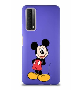 Huawei P Smart 2021 Soft Premier Kapak Mickey Mouse-B Tasarımlı Silikon Kılıf - Mor (Şeffaf)