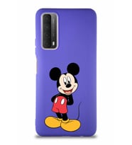 Huawei P Smart 2021 Soft Premier Kapak Mickey Mouse-B Tasarımlı Silikon Kılıf - Mor (Şeffaf)