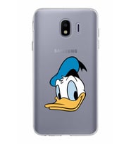 Samsung Galaxy J4 Kapak Donald Duck Tasarımlı Şeffaf Silikon Kılıf
