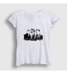 Presmono Kadın Beyaz Band V2 30 Seconds To Mars T-Shirt 375972tt
