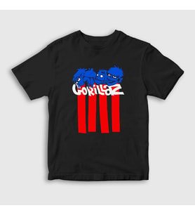 Presmono Unisex Çocuk Siyah Blocks Gorillaz T-Shirt 54193tt