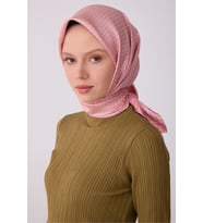 BELLİ PEMBE PUANTİYELİ TİVİL İPEK EŞARP -4326-01
