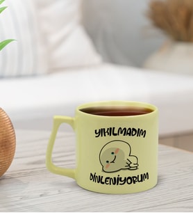 BK Gift Esprili Tasarım Pastel Sarı Middle Kupa Bardak, Arkadaşa Hediye, Ev Hediyesi, Doğum Günü Hediyesi, Ofis Hediyesi (Model 1)
