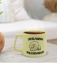 BK Gift Esprili Tasarım Pastel Sarı Middle Kupa Bardak, Arkadaşa Hediye, Ev Hediyesi, Doğum Günü Hediyesi, Ofis Hediyesi (Model 1)