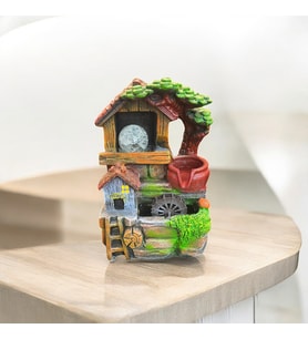 Dekoratif Mini Şelale Görünümlü Masaüstü Saksı ve Süs Evi – LED Işıklı