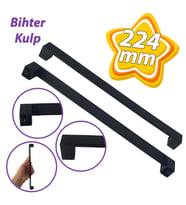 Bihter Düz Kulp 224 mm Siyah Mutfak Kulpu Çekmece Dolap Kapak Kulbu Metal Mobilya Dolabı Kulpları