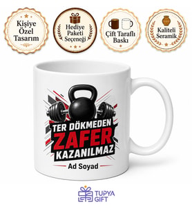 Fitness Sever İçin Özel Tasarım Seramik Baskılı Kupa Bardak Spor Hediyesi