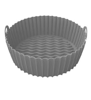 River World 20 cm'lik Gri Renkte Isıya Dayanabilen ve Yıkanabilen Yuvarlak Silikon Airfryer ve Fırın Matı