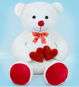 Pandamkee  80 cm Çift Kalpli Pelüş Ayıcık Bobo (Beyaz)