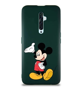 Oppo Reno 2Z Soft Premier Kapak Mickey Mouse-C Tasarımlı Silikon Kılıf - Yeşil (Şeffaf)