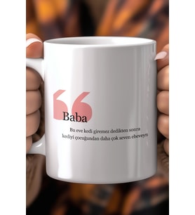 Babaya Hediye Esprili 330ml Baskılı Beyaz Seramik Kupa Bardak