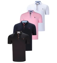 DÖRTLÜ SET T8582 DEWBERRY ERKEK T-SHIRT-SİYAH-BEYAZ-LACİVERT-PEMBE