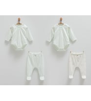 Caramell %100 Pamuk Mini Lamb Body Pantolon Seti 56-62 cm 1-3 Ay Yeşil CRML.YSL.BPK1824