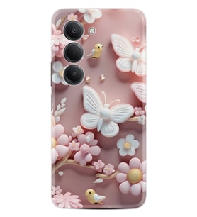 Xiaomi Redmi 15 Kılıf Boutique Baskılı Resimli Pembe Kelebekler Pcode -088