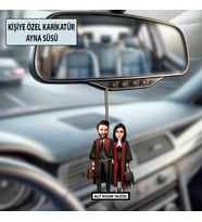 Kişiye Özel 2 Kişilik Avukat Karikatürlü 10 cm MDF Araç Dikiz Aynası Süsü - Avukat Hediyesi Avukata ve Hukukçuya Hediye