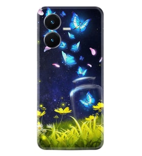Vivo Y22S Kılıf Resimli Desenli Baskılı Silikon Flowers Fox 1309