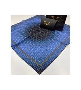 Geometrik Desen Black Seri Twill Eşarp Eşarp Askısı ile Birlikte 90x90 cm Mavi-9