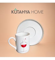 RUBY 6 Kişilik Porselen Türk Kahvesi Fincanı Takımı – Hediyelik, Şık Tasarım (Krem)