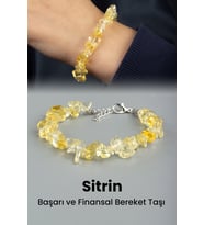 Sitrin Doğal Kırık Taş Zincir Kapamalı Bileklik