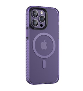 Apple iPhone 14 Pro Max Kılıf Mat Arka Yüzey Wireless Şarj Özellikli Zore Locik Kılıf (Koyu Mor)