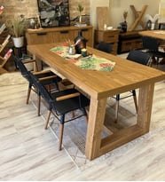NTConcept Farmhouse Ahşap Masif Yemek Masa Takımı 100x200+6sandalye (Ceviz Rengi)