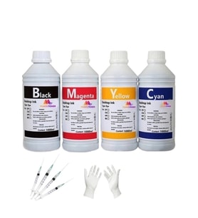 TECPRİNT Epson Uyumlu L382 Cmyk 1 Litre  Muadil Mürekkep Seti+Enjektör+Eldiven