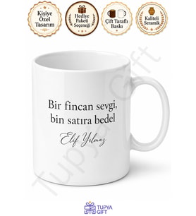 Şiir Yazılı Kişiye Özel Baskılı Kupa Bardak Hediye Porselen Mug