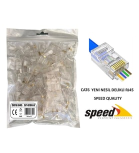 SPEED SP-U100-D CAT6 YENİ NESİL DELİKLİ EZRJ45 KONNEKTÖR 100 ADET