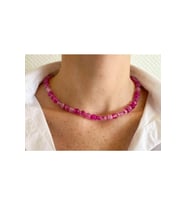 Pembe Akik Taşı Doğaltaş Kolye 8 Mm Faset
