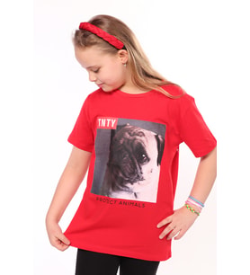 Toontoy Unisex Çocuk Önü Baskılı Tişört (Kırmızı)