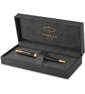 Parker Sonnet Mat Siyah Altın Tasarımlı Tükenmez Kalem, Mavi Mürekkep, Orta Kalınlıkta Uç (Standart)