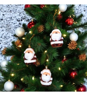 VIP DELUXE 3 ADET 8 CM PARLAK SİMLİ KIRMIZI NOEL BABA YILBAŞI AĞACI SÜSLERİ NOEL AĞACI SÜSLERİ