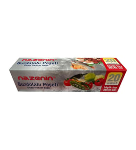 Nazenin Düz Kilitsiz Şeffaf Büyük Boy Buzdolabı Yemek Gıda Poşeti Torbası- 30x45 Cm. - 20'li Paket